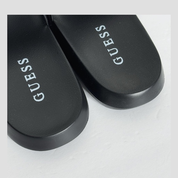 NWT Guess Payca Slides Black Rhinestone Sandals Open Toe Slip Ons Shimmer Sz 9 - Picture 11 of 13